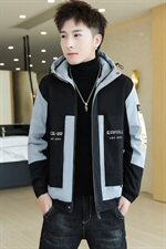 冬季长口袋棉服男模特加厚夹克风衣保暖外套工装棉衣黑865加绒，男装夹克，星座1207