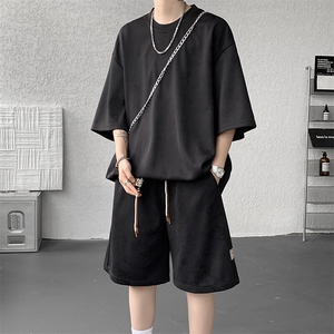 8XL-M青少年扎染短袖t恤休闲运动套装男生夏季宽松大码TZ38001P55图片