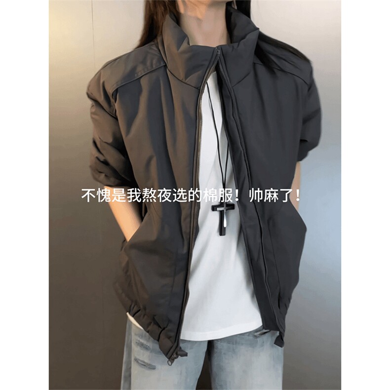 现货冬季美式休闲加厚雪山外套夹克立领纯色三防户外工装棉服,男装夹克,电商A443