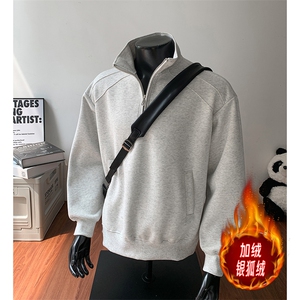 加绒银狐绒冬重磅450克设计感拉链立领外套AH907JR-P48图片