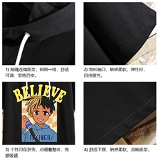 连帽短袖t恤男大码胖子带帽五分袖中袖砖墙挂拍LD54271-P45，男装T恤，电商A040A