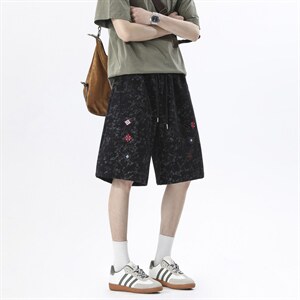 深度库存刺绣弯刀短裤 染裤子P35 控68，男装牛仔裤，电商D205