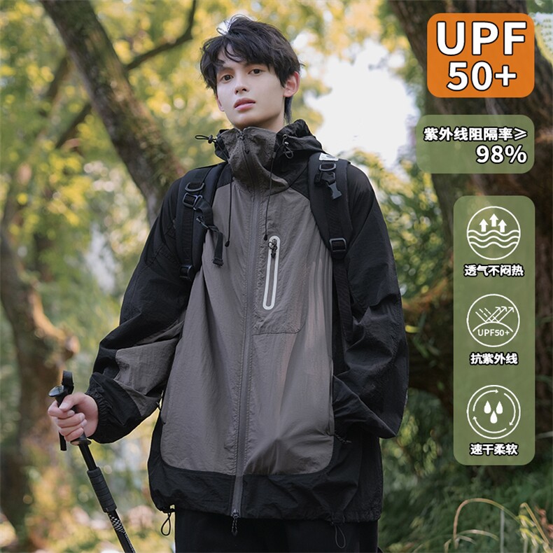 2026夏季新款UPF50+激光冲孔撞色防晒衣男J5214特P42建议零售价98，男装防晒衣，电商A001
