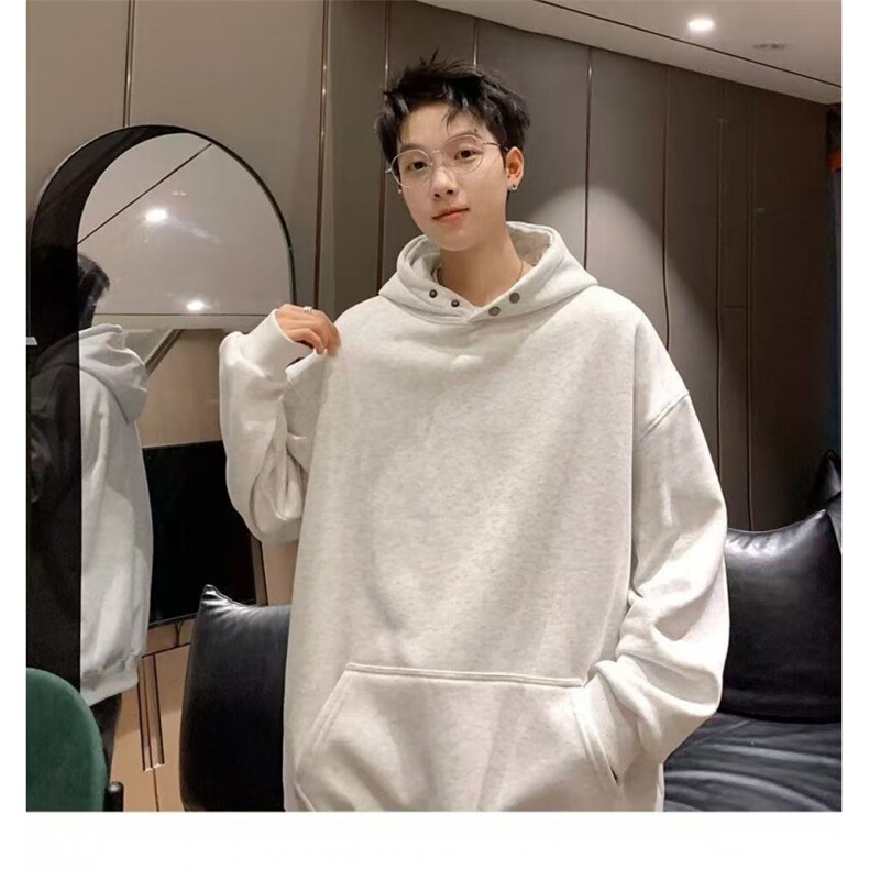 1506A/GW11520/P42秋冬季美式纯色纽扣连帽男女情侣休闲潮流百搭,男装卫衣,星座1506A