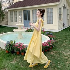 休闲简约黄色上衣直筒阔腿裤套装女2025夏季新款高级感淡人两件套，女装连衣裙，浙宝276（原081）