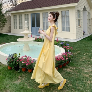 休闲简约黄色上衣直筒阔腿裤套装女2025夏季新款高级感淡人两件套图片