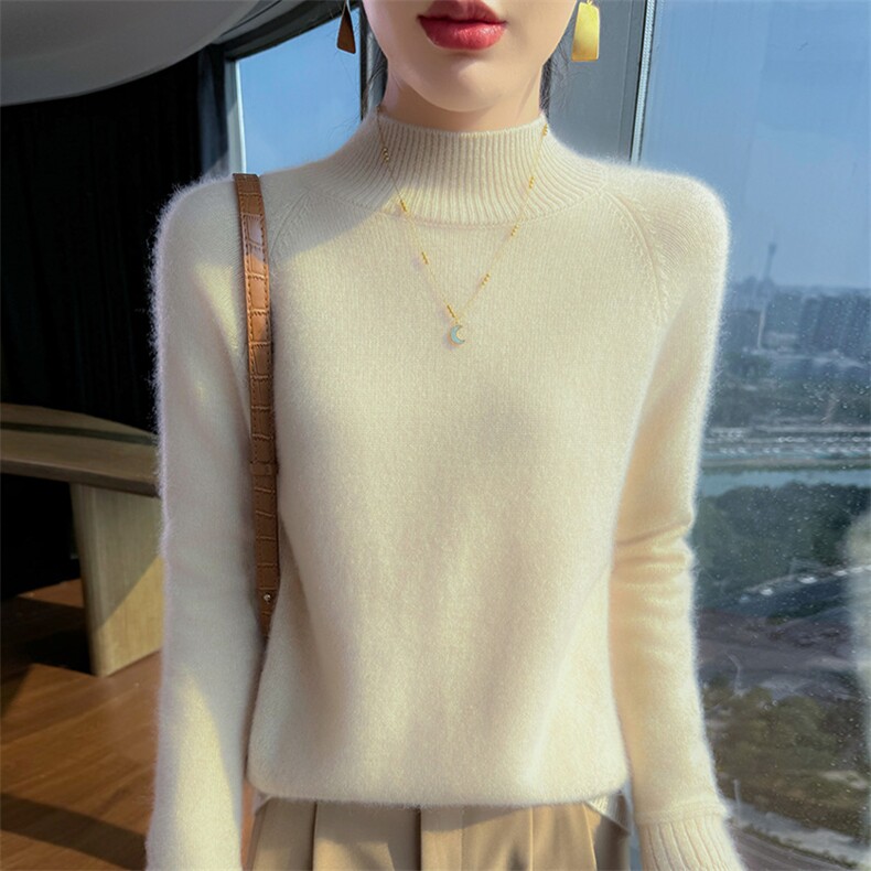 2025舒适百搭简约秋冬半高领纯色，女装羊绒衫，更慕羊绒