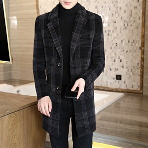 2020高品质秋冬男士毛呢大衣修身时尚西装领风衣外套N07P180图片
