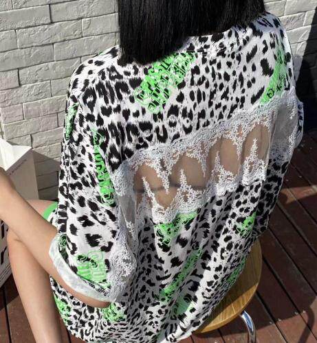 时尚豹纹蕾丝T恤，女装T恤，Q.P