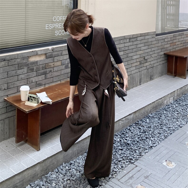 2026新款西装马甲+阔腿裤套装送腰带2C375-570-P175-K258,女装套装/套裙,2C375