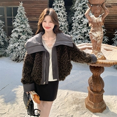 新款！羊羔毛拼接两面穿派克服外套2C133-8995-P225-K328，女装派克服，2C133