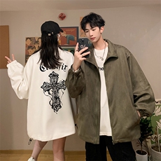 麂皮绒夹克男大码立领褂子外套JK85268-P68加绒款-P78，男装夹克，电商A040