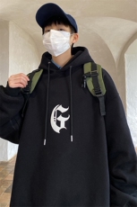 春季简约字母印花卫衣美式高街男连帽宽松上衣-JK23107-P55控78，男装卫衣，星座605(原A050)