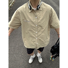夏季新款速干短袖刺绣衬衫潮流港风宽松百搭男半袖CS285-P35，男装T恤，星座301C-5