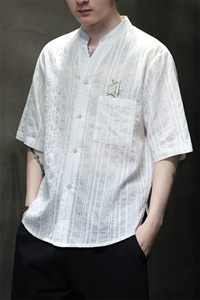 新中式风潮T恤短袖品质服饰刺绣汉服时尚天丝透气T2420-P65图片
