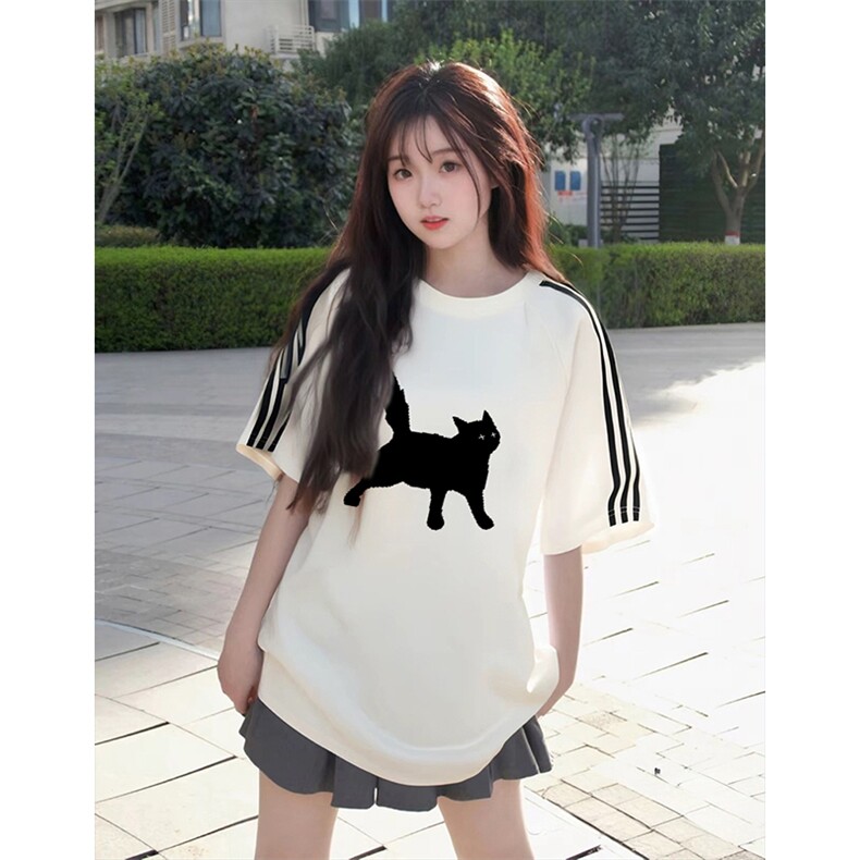 抖音得物高品质二开240克宽松纯棉美式潮牌三条杠织带短袖T恤，男装T恤，电商A486