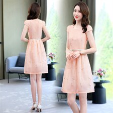 2023年夏季时尚气质优雅提花绣花连衣裙，女装连衣裙，鑫鑫美