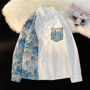 1风大码M-5XL情侣95%聚酯纤维5%氨纶长袖衬衫男CS7714P60控88图片