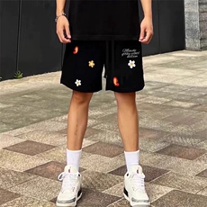 网图有货美式小红花印花抽绳短裤男夏季运动五分休闲裤A592-P20，男装牛仔裤，星座1505