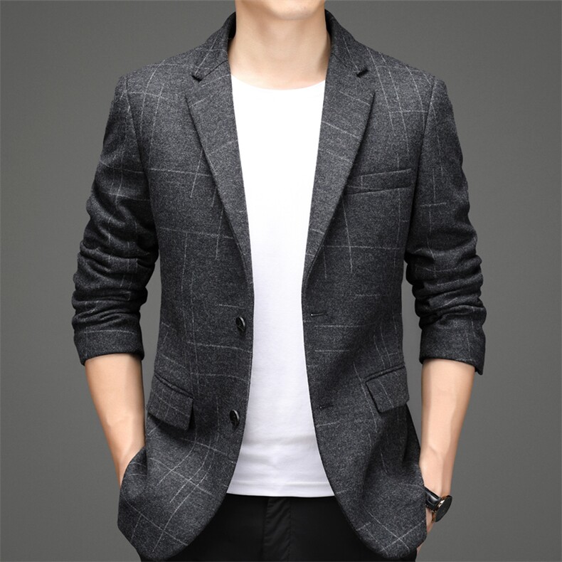 羊毛休闲外套男士冬商务休闲单西服宽松商务休闲西装YLA8601-P300,男装西服,电商B212（原钱塘6029）