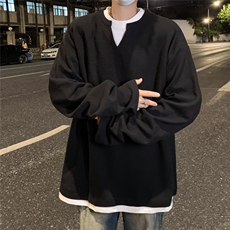 港风秋款男假两件卫衣小V领宽松长袖休闲外套WY3048P35，女装短外套，星座1013-1