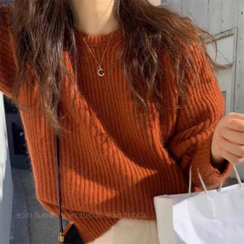 春秋韩版羊毛衫女套头圆领短款宽松百搭打底衫毛衣图片