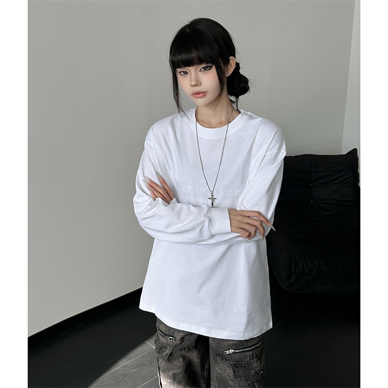 2026新款男女同款高克重带螺纹纯棉长袖T恤A158-T333-P18,男装T恤,电商A158