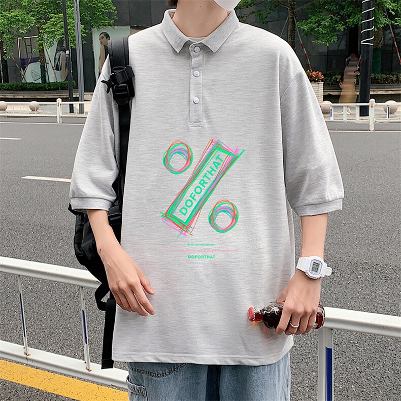 PL57171-P35 翻领短袖polo衫男大码胖子半袖t恤男有领保罗衫 模特图片