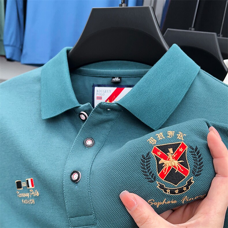 时尚保罗polo衫男士长袖t恤春秋季衣服商务刺绣翻领上衣休闲打底T,男装Polo衫,电商B212（原钱塘6029）
