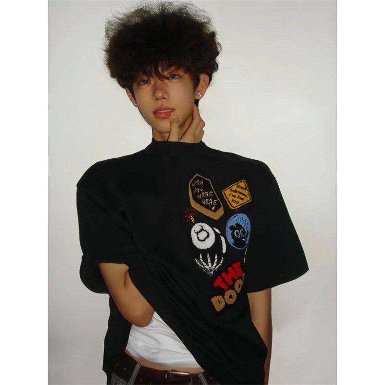 DX698CC-特P33美式字母刺绣重磅短袖t恤男女款夏季,男装T恤,星座1007（原301D）