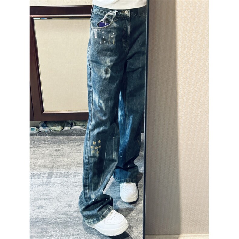 【网图有货】喷墨扎染牛仔裤男夏季美式复古裤子-NZK56LL-特P48,男装牛仔裤,星座1007（原301D）