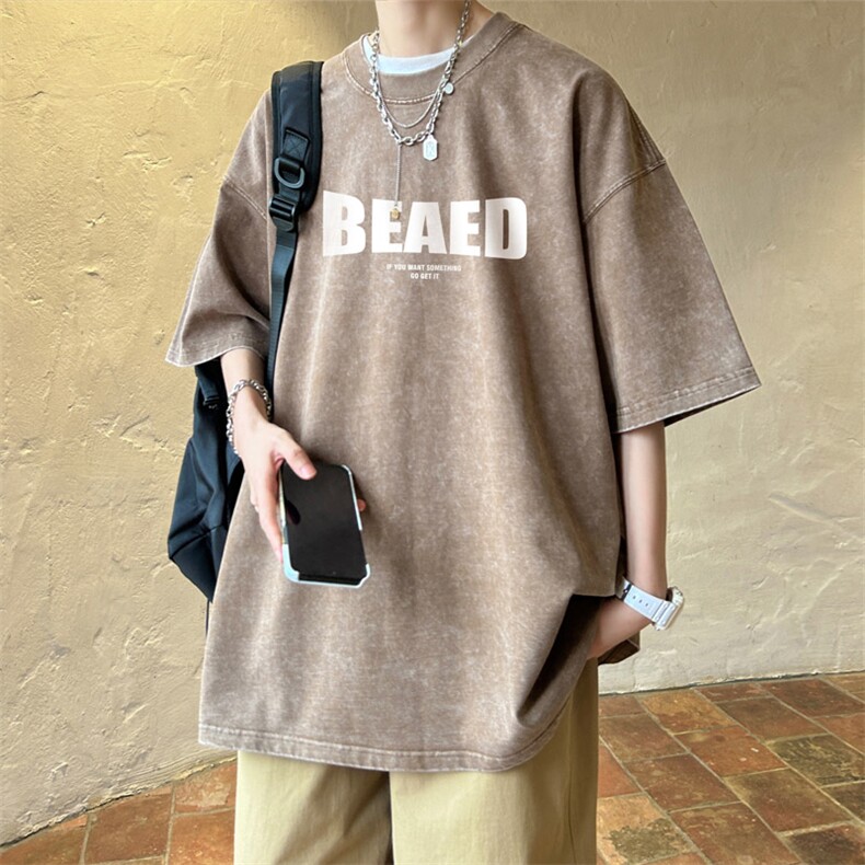 ！2024夏季新款男士水洗短袖T恤纯棉半袖学生体恤XT108P35,男装T恤,电商B220