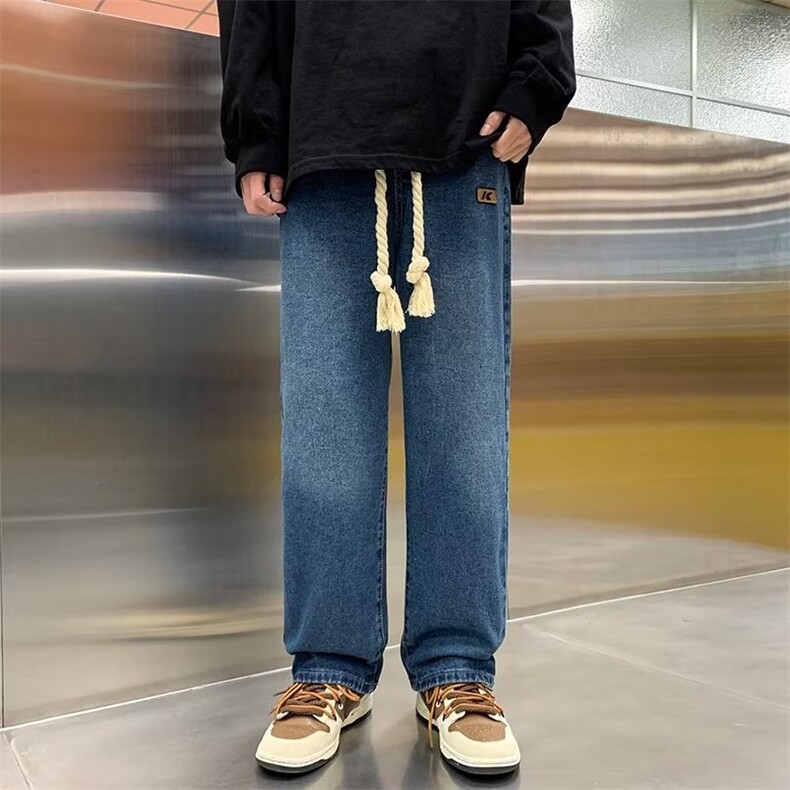 牛仔裤男春季新款大码休闲裤子高街松紧腰N8825P45,男装牛仔裤,星座1116-2