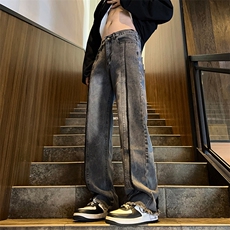美式ins高街hiphop重工艺水洗毛边牛仔裤货号K712P65，男装牛仔裤，电商A063