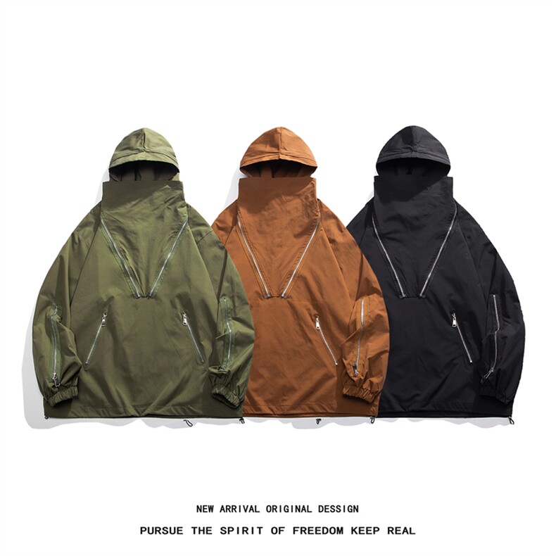 JK8105/P75秋装新款美式潮牌机能防水冲锋衣宽松夹克工装防风外套,男装夹克,电商A141