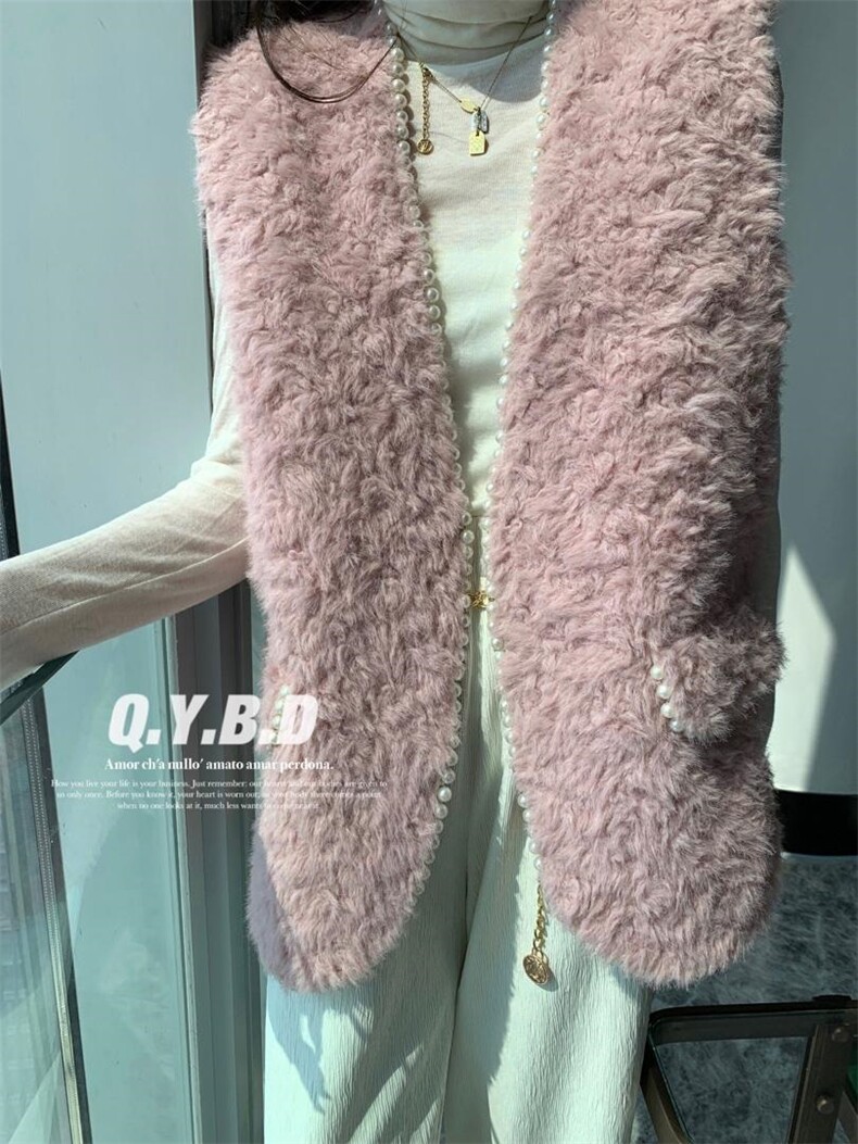 珍珠皮毛马甲，女装马甲，倩衣百度