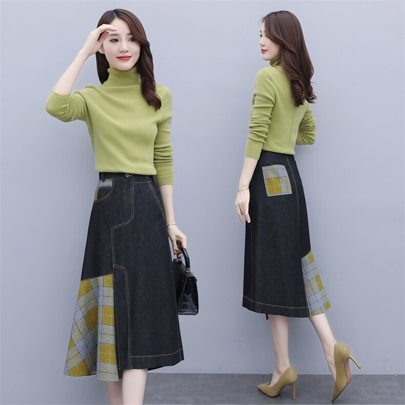 2021春秋季新款韩版时尚不规则中长款半身裙，女装半身裙，秋水欣儿