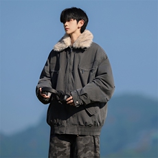 M1658-P115冬季新款美式可脱卸毛领水洗工装棉服外套，男装棉衣，星座109