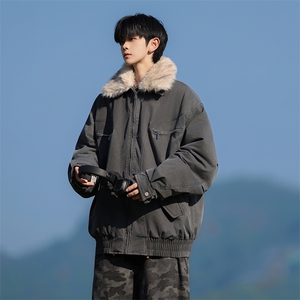 M1658-P115 冬季新款美式可脱卸毛领水洗工装棉服外套图片