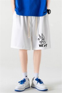 HD74179-P22 华夫格短裤男大码宽松五分裤男直筒中裤图片