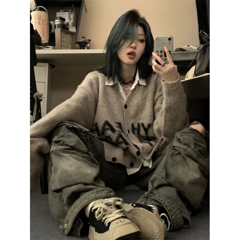 【有货】秋冬高级感慵懒风开衫毛衣男美式针织外套MY452HH-特P58图片