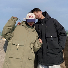 加厚冬男女连帽棉衣大口袋字母刺绣情侣款外套大码M-5XLMY13P115，男装棉衣，星座1013-1