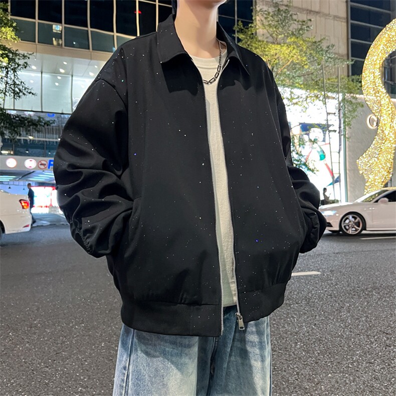 美式高阶可二开秋季翻领满天星复古百搭情侣外套26186TP38,女装短外套,电商A247