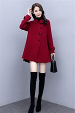芷墨冬装新款时尚毛呢外套时尚斗篷外套女双排扣毛呢外套，女装毛呢外套，芷墨服饰