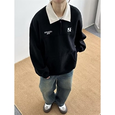 半拉链polo领冬季加绒卫衣男高级感休闲百搭情侣上衣WX3242，男装卫衣，星座1116A（原606A-3）
