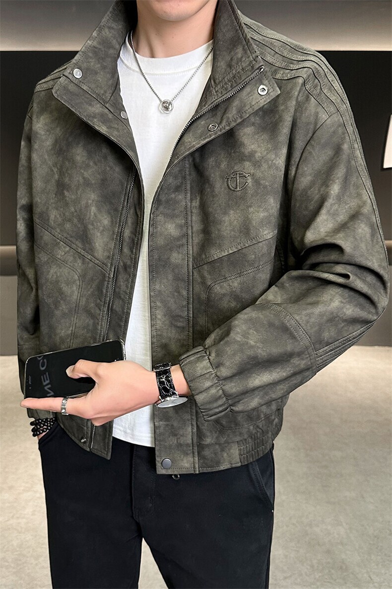2025春季新款高品质款宽松水洗PU皮衣男外套C317-J881-P165,男装皮衣,电商C317