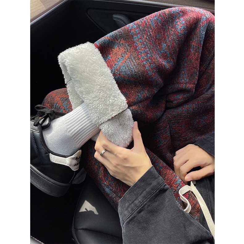 8XL-M羊羔绒裤子男冬季加绒加厚民族风重磅针织棉裤大码KZ023P78，男装棉裤，电商B312