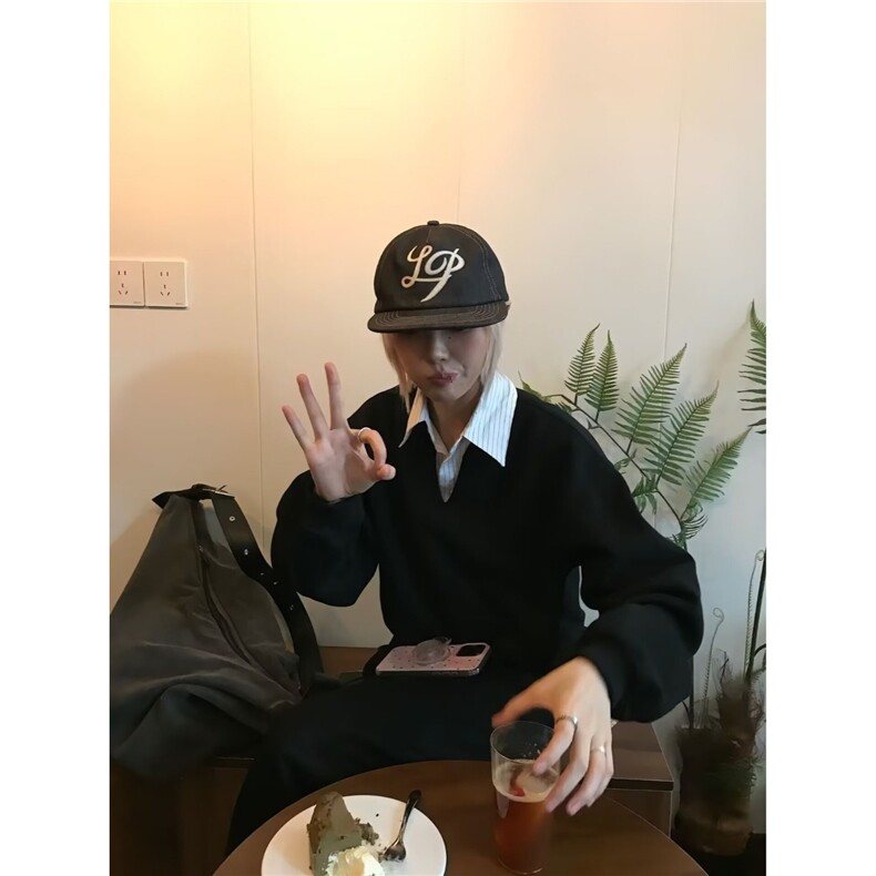 HY04-P43文艺新款日系简约ins气质高品质假两件卫衣百搭原宿,男装卫衣,电商B323A