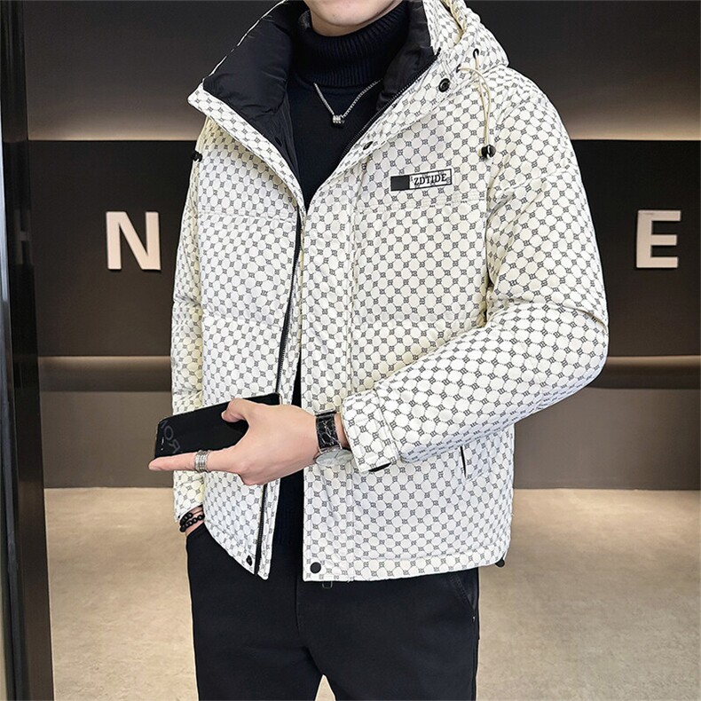 标50绒店主风冬季连帽字母皮羽绒服男外套8873-P215控券后288，男装羽绒服，电商B338