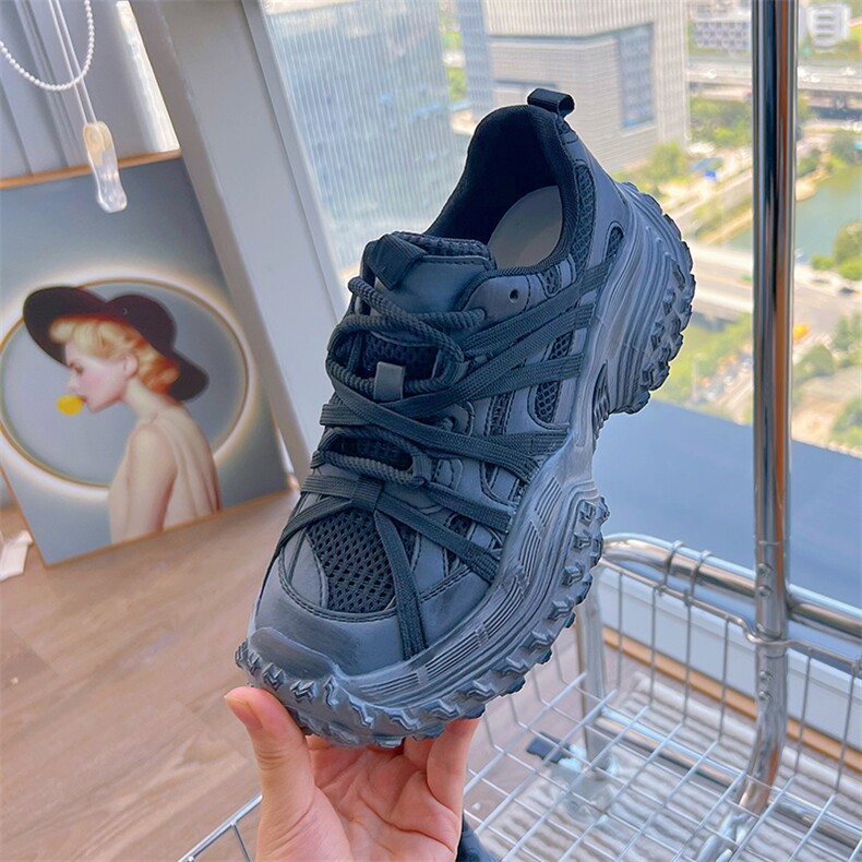 发泡底老爹鞋女2024秋季新款复古脏脏鞋厚底增高运动鞋百搭休闲鞋,女鞋休闲鞋,电商A223